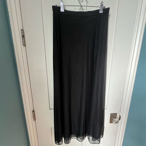 Xscape Women's Black Full Length Formal A Line Full Overlay Lined Skirt sz 12 - Picture 3 of 8